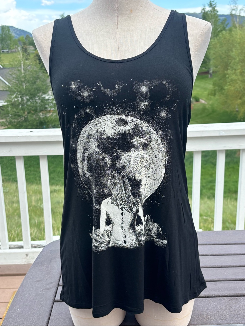 Bear Dance Black Moonback Graphic Tank Top - Women